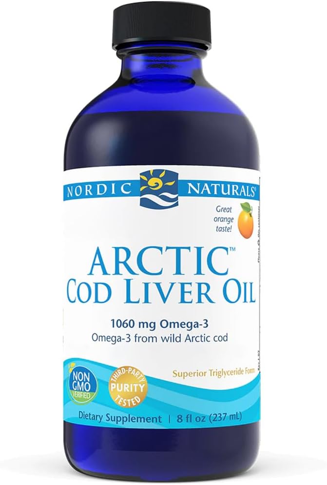 Nordic Naturals, Arctic Cod Liver Oil, 1060mg Omega-3 from Cod Liver Oil, with EPA and DHA, Orange Flavour, 237ml, Soy Free, Gluten Free, Non-GMO