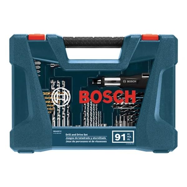 BOSCH MS4091C - 91-Piece Drilling & Driving Mixed Bit Set - Ideal for Applications in Wood, Metal, & Masonry