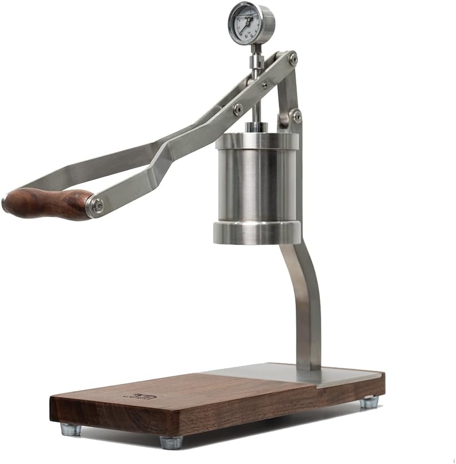 MW2 - Manual Lever Espresso Machine 58 mm, Stainless Steel & Wood Base Espresso Maker with Pressure Gauge, No Electricity Required, for Home Baristas