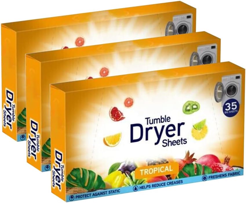 Tropical Tumble Dryer Sheets105 - Tumble Dryer Sheets Long Lasting Fragrance and Softness -Protect Against Static - Help Reduce Creases - Freshnes Fabric