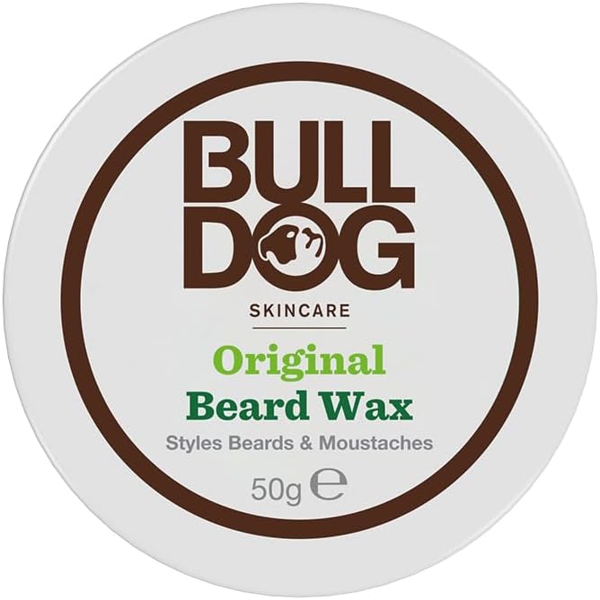 BULLDOG SKINCARE Original Beard Wax 50g, Long Lasting Hold for Beard and Moustache, Enriched with Aloe Vera