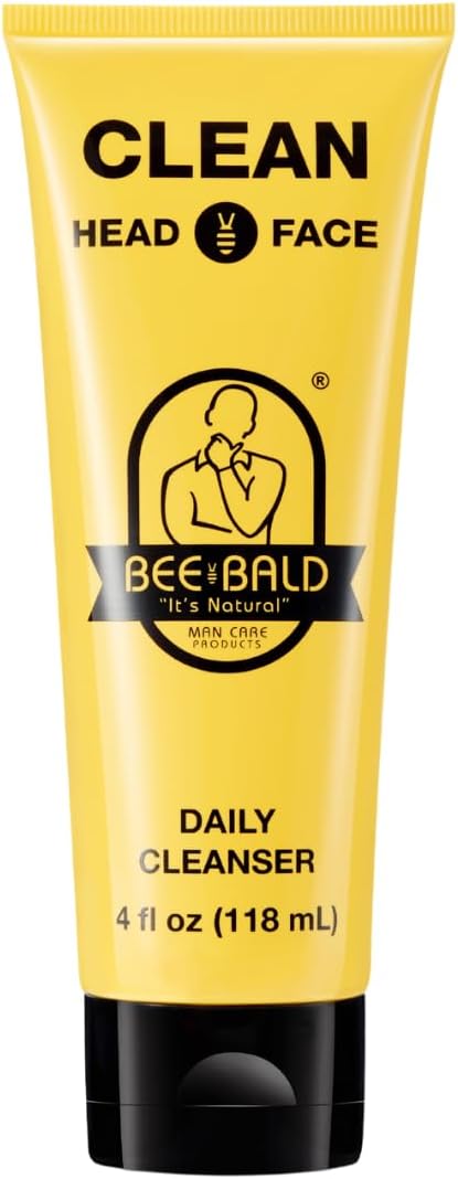Bee Bald CLEAN Daily Cleanser for Face & Head Refreshes and Thoroughly Cleanses by Gently Scrubbing Away Dry, Flaky Skin. Leaving Skin Free From Dirt with a Fresh, Tingling Sensation and Clean Scent