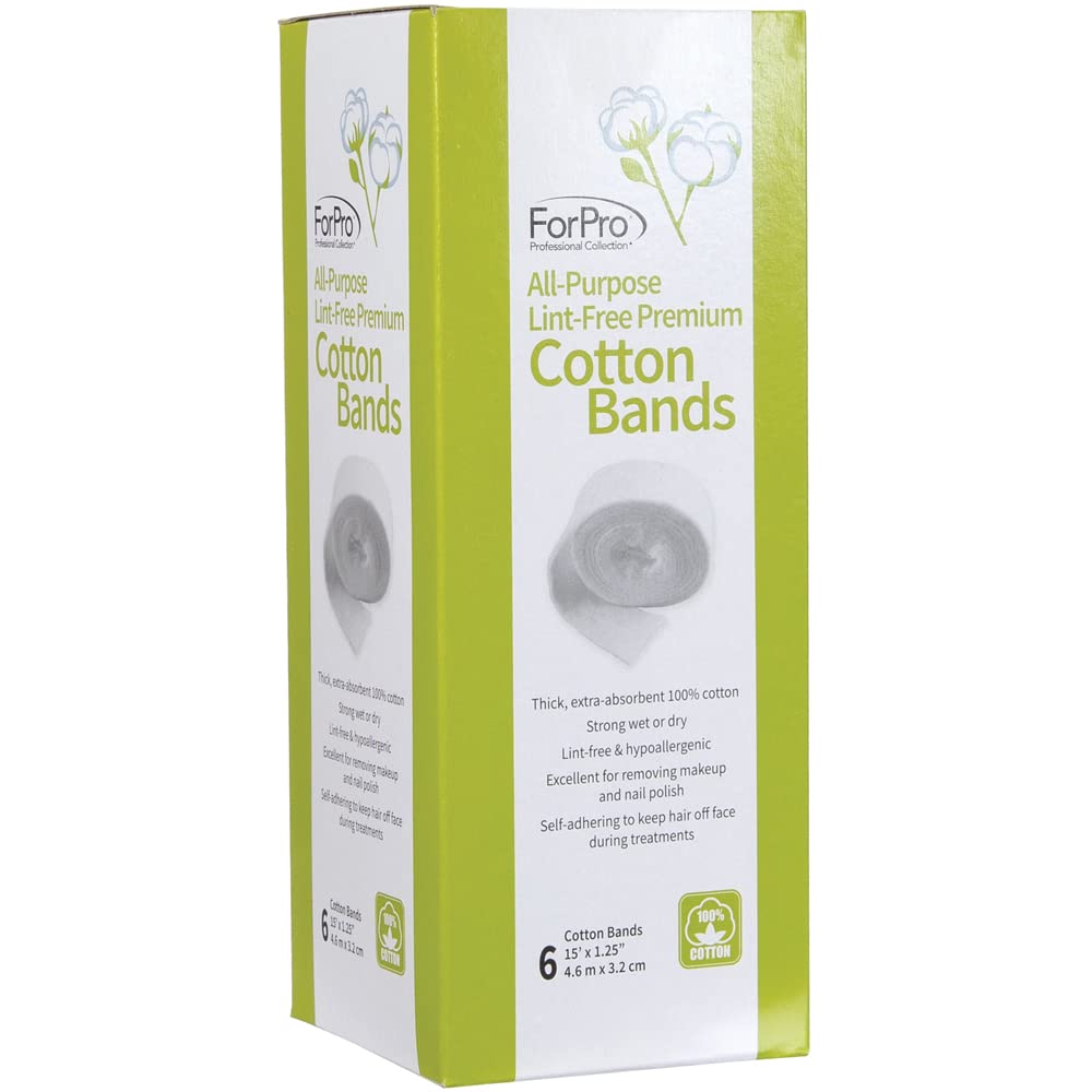 ForPro Professional Collection All-Purpose Lint-Free Premium Cotton Bands, 100% Cotton, Lint-Free, Hypoallergenic, Self-Adhering, 6-Count Pack