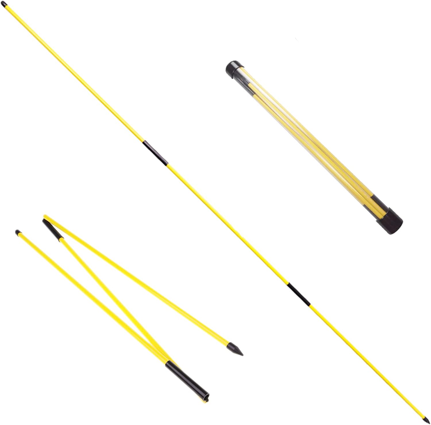 Eshan Golf Alignment Sticks 2 Pack Swing Training Aid Equipment Collapsible Trainer Practice Rods Posture Corrector in Handy Storage Tube Case for Men Women Golfer Swinging