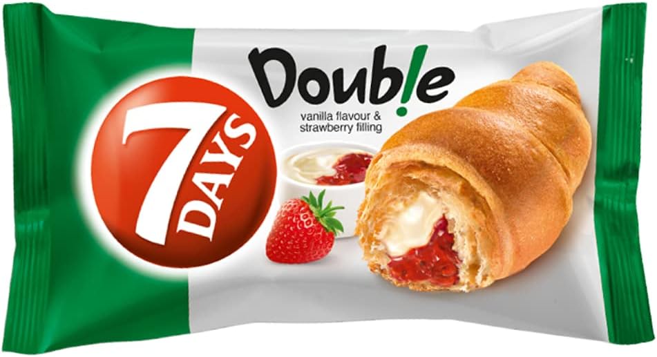 7 Days Double Croissant with Vanilla & Strawberry Filling 80g x 20 Packs