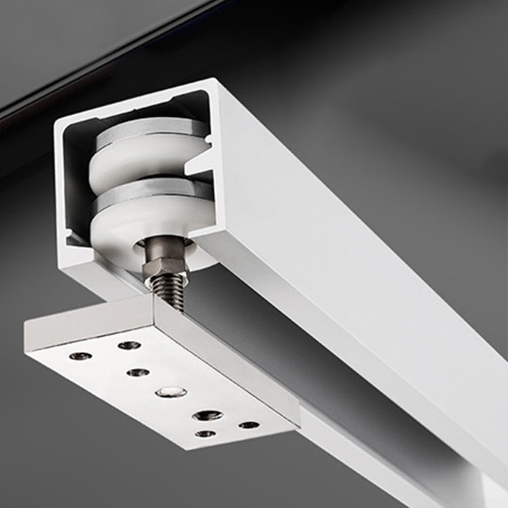 Zeroupshop Top Hung Design Sliding Door Kit with Robust Aluminum Tracks Engineered, Sliding Door Track Hardware Set, for Folding Door Max Load 60kg Space Saving (Lower Door Track)