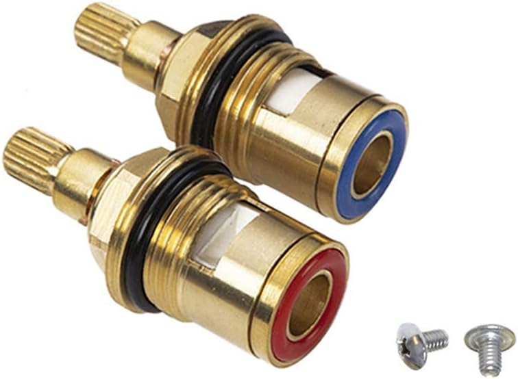 2 Pcs Replacement Tap Valves Brass,Tap Cartridge Replacement Mixer Tap Cartridge with Metal Lever Heads Universal 1/2" Replacement Tap Valves for Kitchen Bathroom Tap (2PCS)