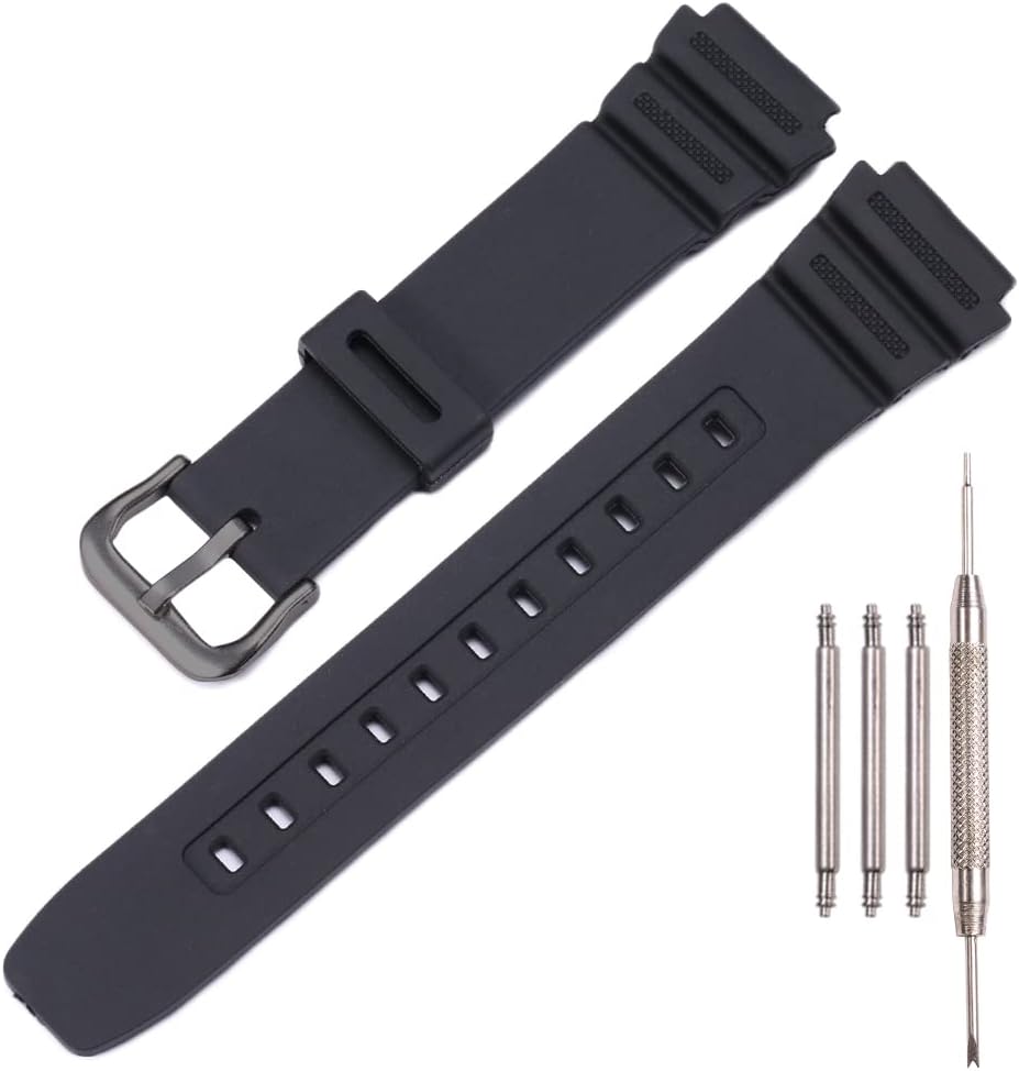 Resin Strap Compatible with Casio AE-1300 AE-1200 F-108 W-216H AE-1000w SGW-300H AQ-S800W W-800H Men's Watch Band Sport Waterproof Silicone Replacement Bracelet