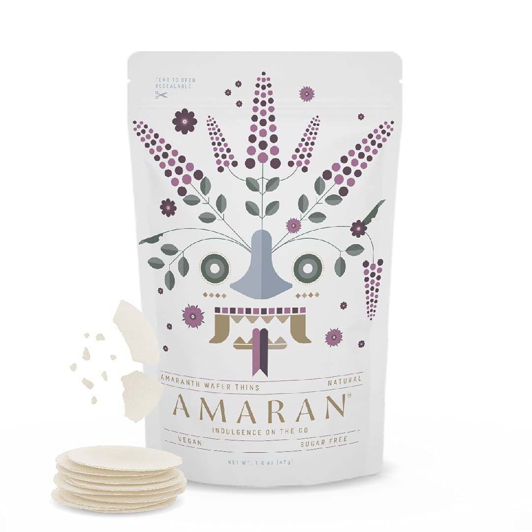 Amaran Amaranth Flour Wafer Thins - Low Calorie Snacks - Healthy Snacks For Adults - Protein Wafers - Gluten Free Vegan Snacks - Obleas de Amaranto (Natural, 6 Pack)
