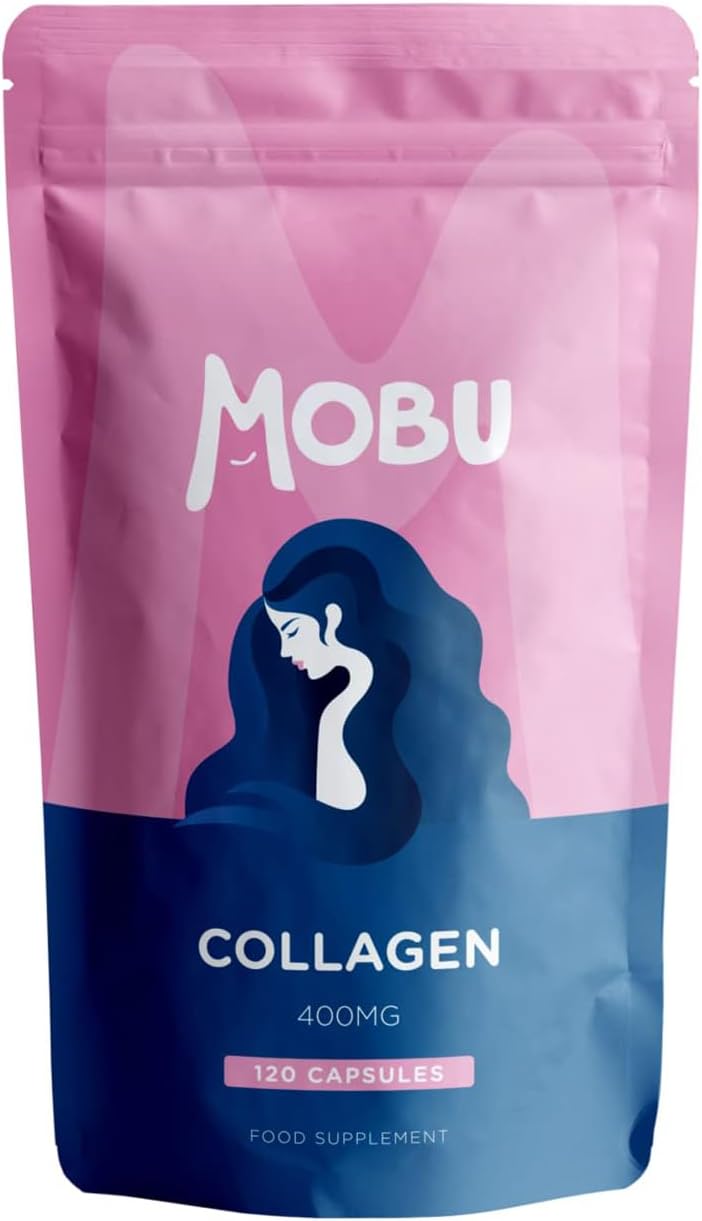 Hydrolysed Collagen 400mg 120 Capsules | Hair, Skin and Joint Health Supplement | Bovine Collagen Type 1 for Women & Men | Letterbox Friendly | MOBU UK