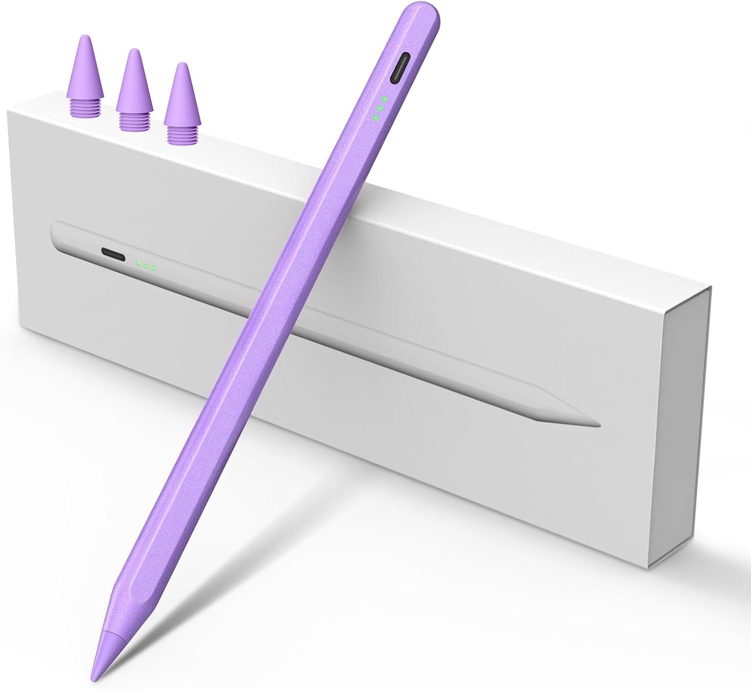 Stylus Pen for iPad W/Palm Rejection Tilt Sensitivity,13Mins Fully Charged,MEKO Active Apple Pencil Compatible W/iPad 6/7/8/9/10,Pro12.9&11"/M4,Air3/4/5/6,mini5/6-Purple