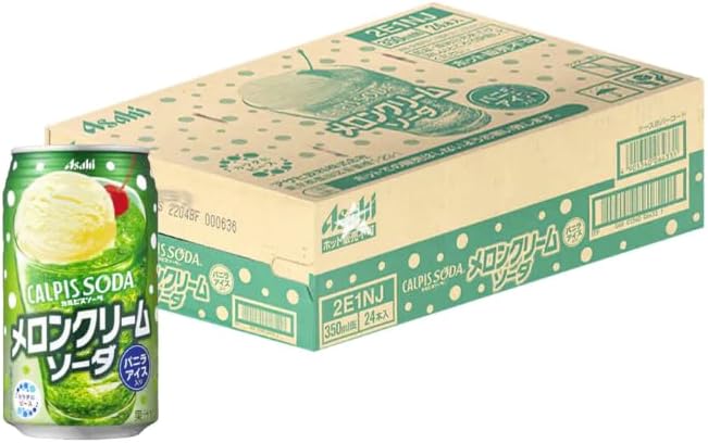 ASAHI CALPIS SODA Melon Cream Soda Japanese Canned Soft Drinks 350ml (Box of 24)