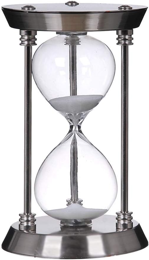 Bellaware 60 Minute Metal Hourglass Sand Timer, Decorative Large Size Sand Clock (Silver)