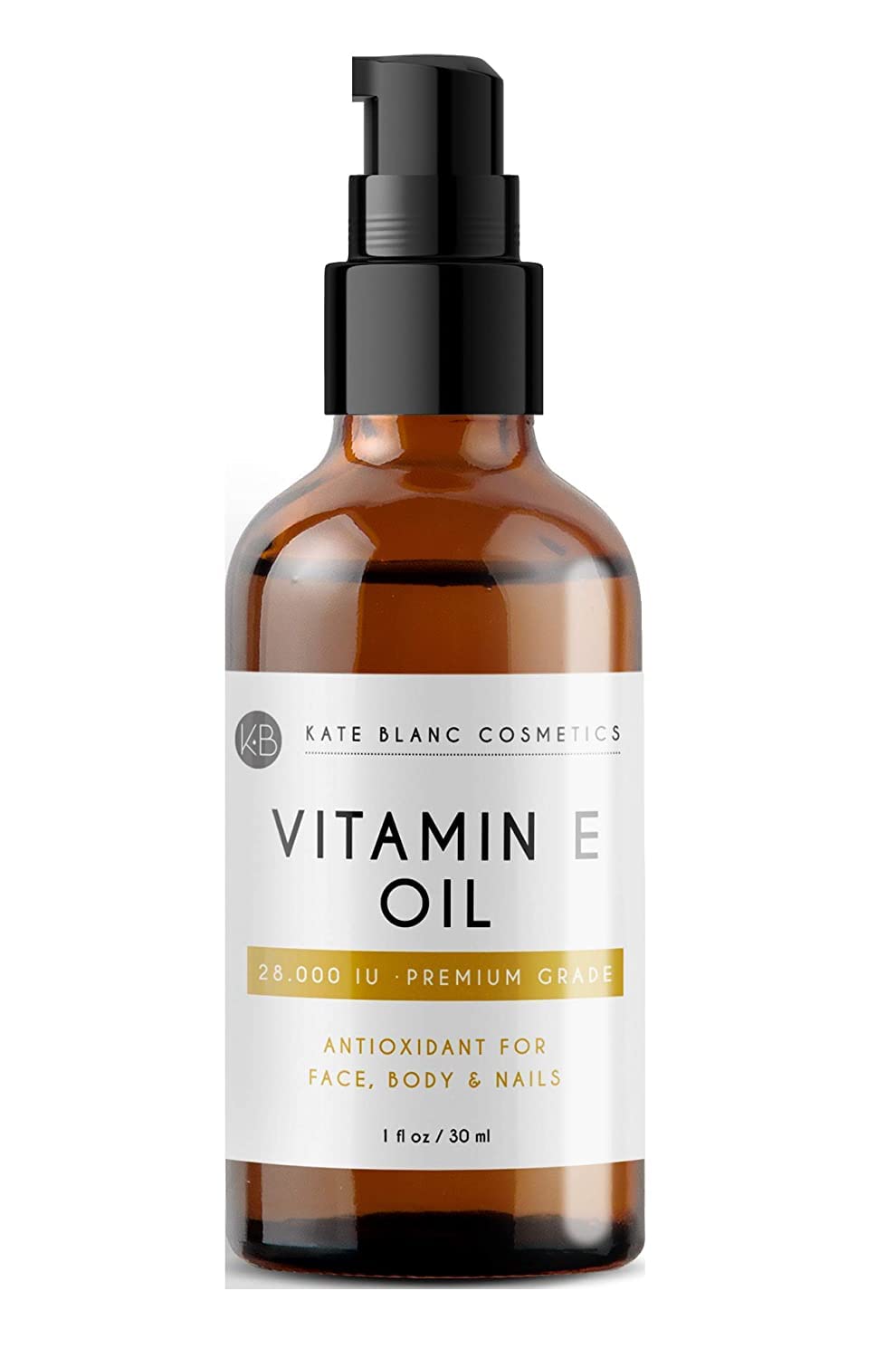 Kate Blanc Cosmetics Vitamin E Oil for Skin and Face (1oz) 28,000 IU Topical Strength. Helps Improve Skin Tone & Texture