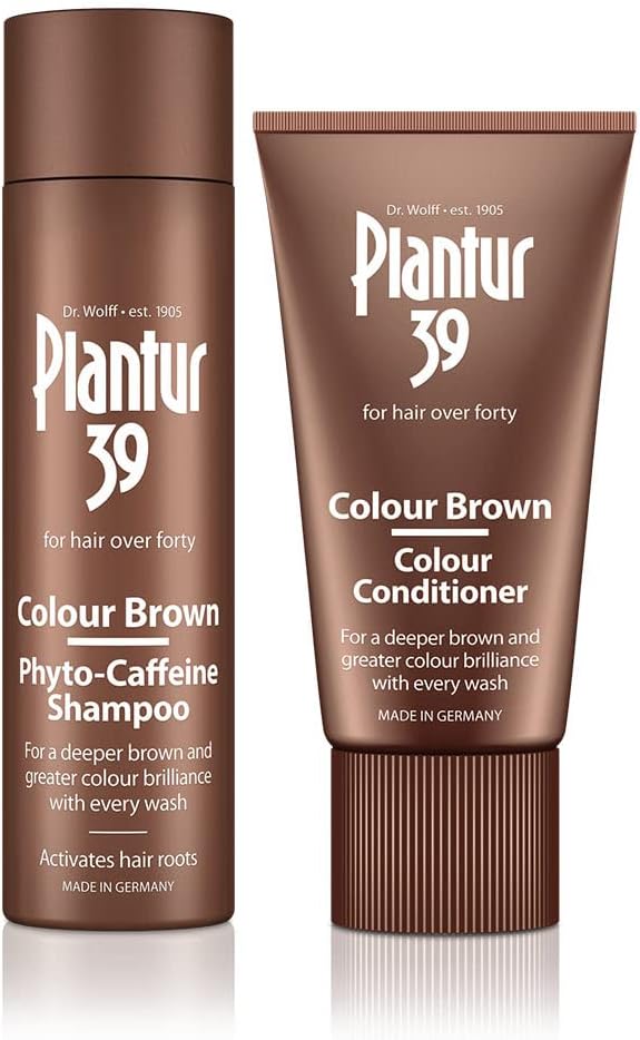 Plantur 39 Caffeine Shampoo and Conditioner Set for Brown Brunette Hair | Conceal Hairline Prevents and Reduces Hair Loss | Unique Formula Supports Hair Growth | 250ml Shampoo and 150ml Conditioner