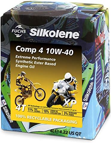 (NEW 2015 XP Version) Fuchs Silkolene Motorcycle Comp 4 10W-40 Synthetic Motorbike Engine Oil - 4 Litre