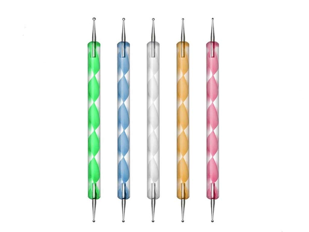 5 pc UV Gel Painting DIY Design Nail Art 2 Way Dotting Pen Tool Nail Art Tip Dot Paint Manicure kit