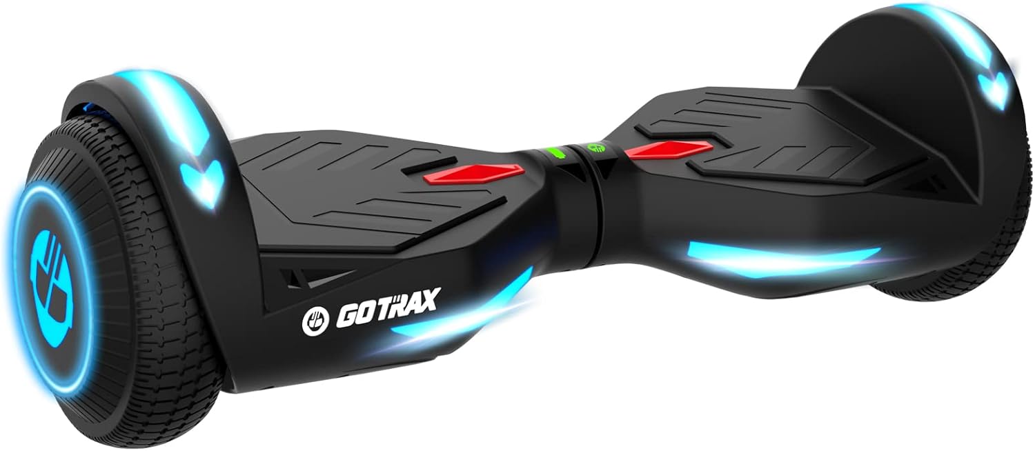 Gotrax Hoverboard with 6.5" LED Solid/Offroad Tires, Max 5/6 Miles Range, 6.2mph Power by Dual Brushless Motor, UL2272 Certified and 65.52Wh/93.6Wh Battery Self Balancing Scooter for 44-176lbs
