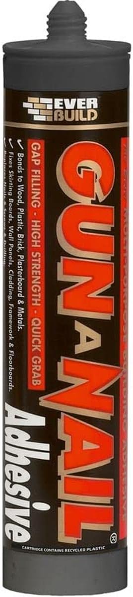 Everbuild Gun A Nail – High Strength Building Adhesive – Solvent-Free – Gap Filling – Quick Grab – White – 290ml Cartridge