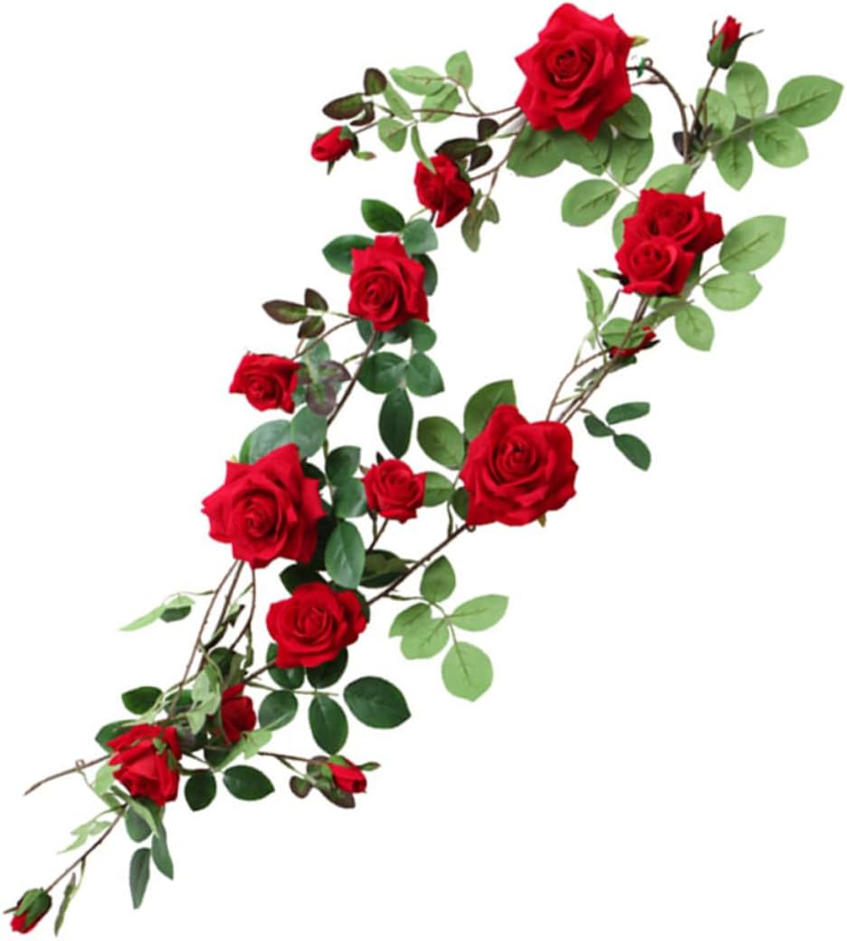 Vaguelly Simulated Rose Vine Imitation Flower Vine for Interior Decoration Artificial Rattan for Windows and Roofs Artificial Rose Buds for Home Decor