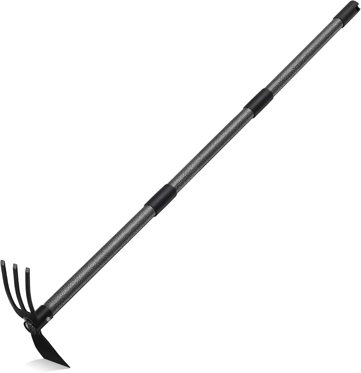 Cultivator Hoe Garden Tool, 45 inch Stainless Steel Long Handle Heavy Duty Gardening Tools，Extended Reach Double Hoes Suitable for Digging Loosening