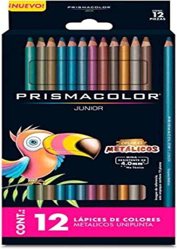 Prismacolor Metallic Colored Pencils Set, Pack of 12 count Metallic Colors, Junior 4.0mm…