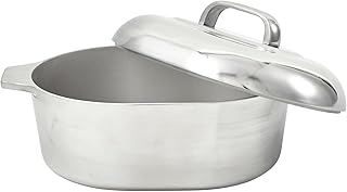 IMUSA USA Heavy Duty Cajun Oval Cast Aluminum Roaster 18", Silver