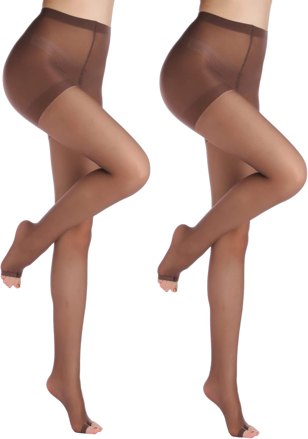 YAGAXI 20D toeless pantyhose - 2 Pairs Control Top open toe pantyhose for women