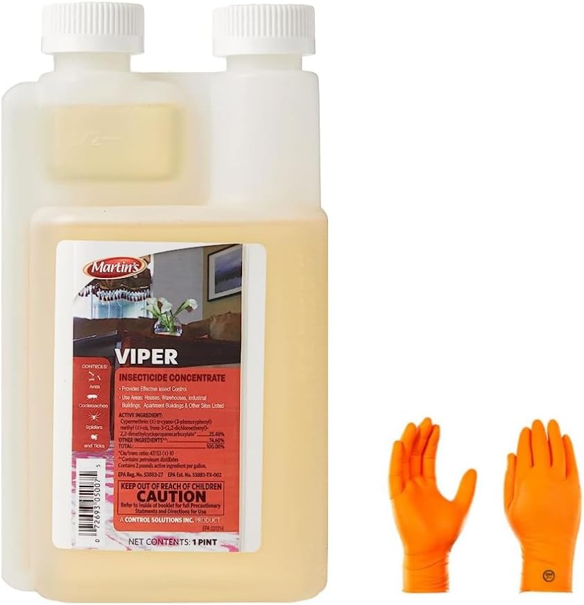 Martin's Viper Insecticide: Your Ultimate Pest Weapon 16oz | Premium USA Supply Gloves for Safe Eradication | USA Supply Pest ID Card