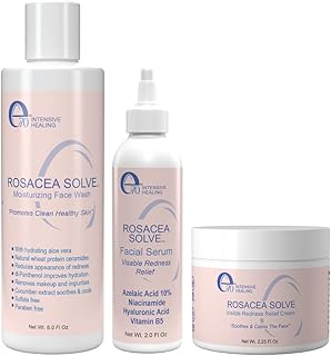 Rosacea Solve Set - Rosacea Treatment Will Visibly Reduce Redness, Dermatitis, And Irritation - For All Skin Types - Includes Anti-Redness Face Cream, Facial Serum And Moisturizing Face Wash