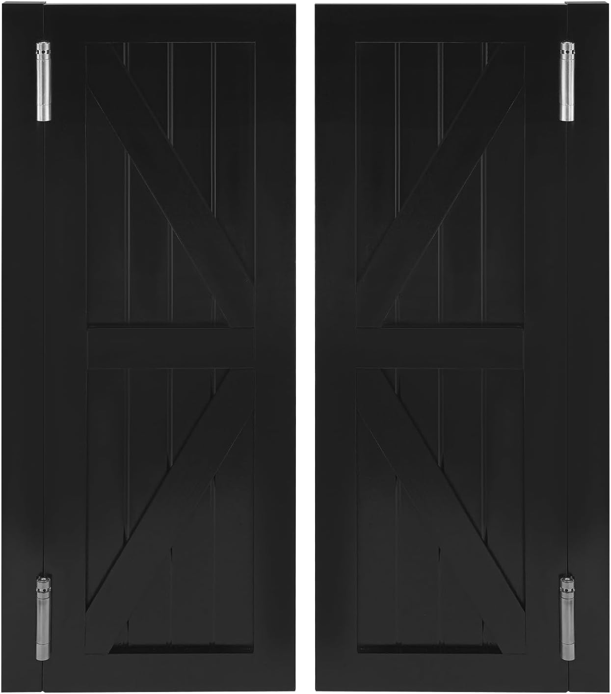 Solid Wood Swinging Saloon Cafe Doors, 180°Auto Close Partition Doors, Interior Double Panel Pine Wood Swing Door with Hinges for Kitchen Bar Pub Entrance Hallway Restaurant (Black, 27.55 * 35.43in)