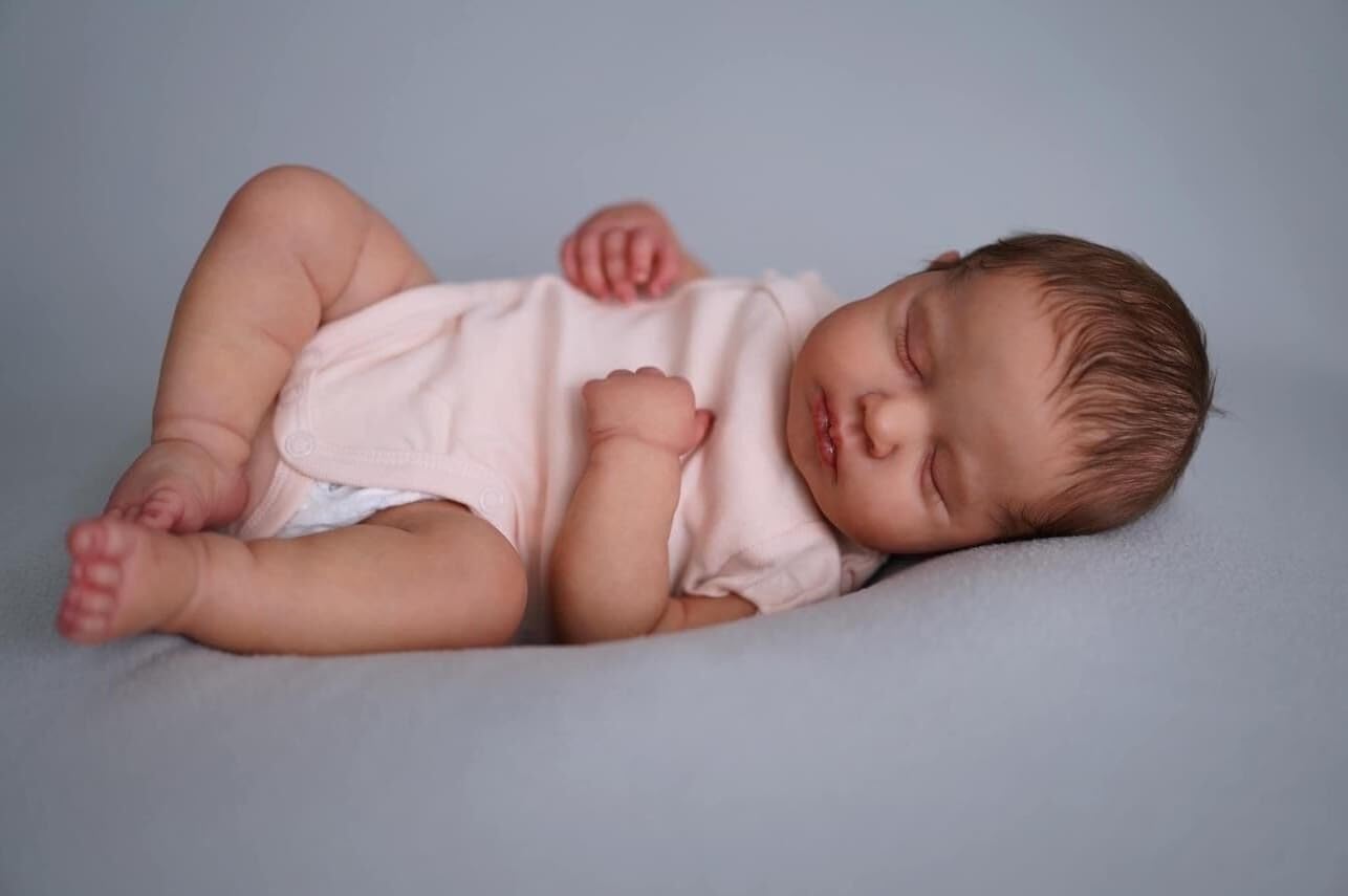 Anano Realistic Reborn Baby Doll Full Body Silicone Waterproof 20 Inch Real Looking Lifelike Sleeping Newborn Baby Girl Dolls Loulou Life Like Toddler Washable Baby Doll, White