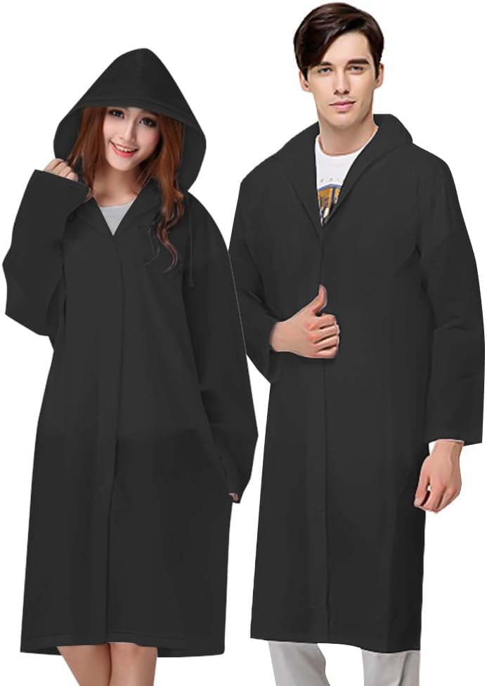 Vicloon Poncho Waterproof Adult, Portable Raincoat, 2PCS Rain Poncho Waterproof with Hoods and Sleeves, Reusable Rain Resistant Poncho for Camping, Emergency Situations, Travel