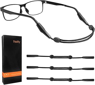 Glasses Strap Sports 3 pcs Eyeglasses Strap Holder for Kids Women Men, Adjustable Sunglasses Strap Eye Glasses String Strap (Black)