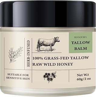 Beef Tallow for Skin, Beef Tallow and Honey Balm, All-Natural Moisturizer Hydrates and Nourishes the Skin, Whipped Tallow Honey Balm blend of Grass-Fed Beef Tallow & Raw Wild Honey