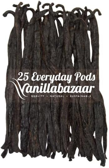 Everyday Premium Madagascan Vanilla Pods | Grade A Vanilla Beans in Airtight Tin | Gourmet Sticks for Baking (25 Pods, 11-14cm) (25 Everyday Pods)