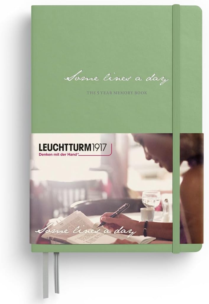 LEUCHTTURM1917 - Some Lines A Day - 5 Year Memory Notebook - Hardcover Journal 366 Pages for 5 Years of Entries (Sage)