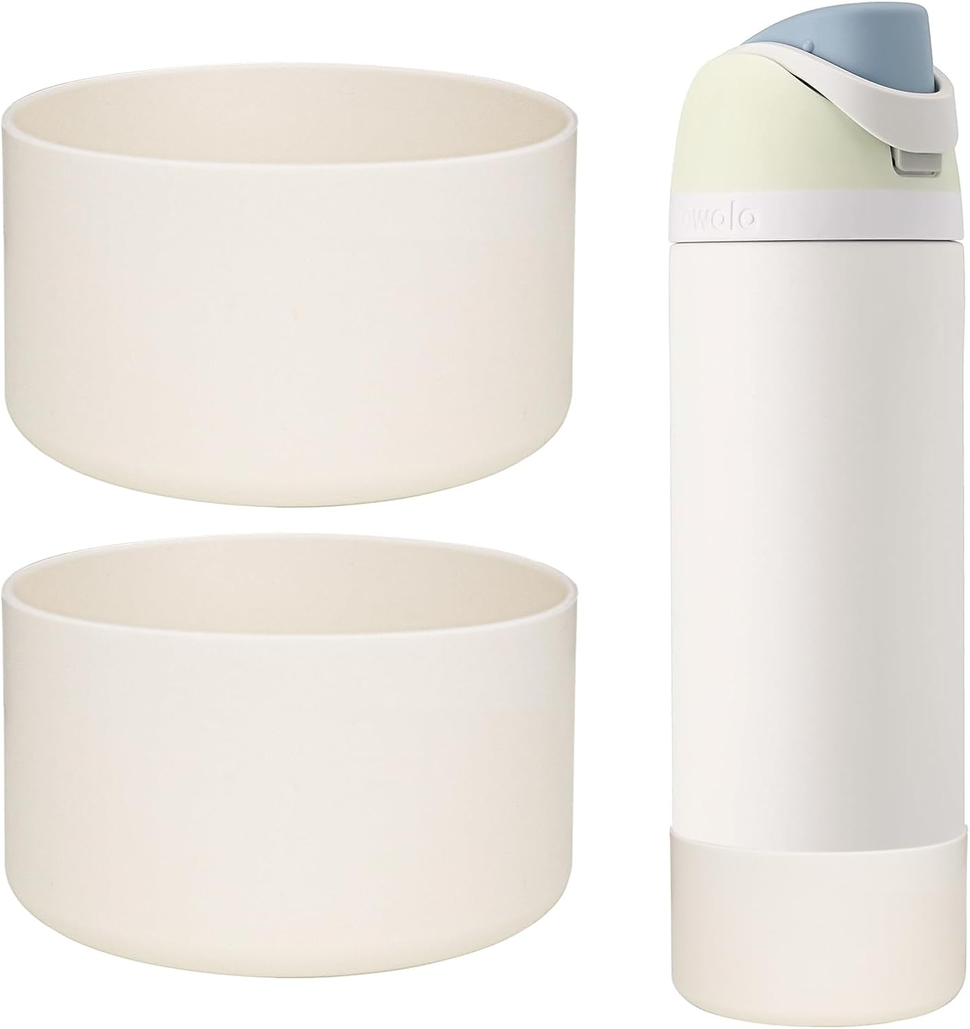 WK IEASON 2Pcs Silicone Water Bottle Boot for Owala 32oz, Protective Flask Bottom Cover Base for Owala FreeSip Twist and Flip Flask Bottles(Creamx2, 32OZ)