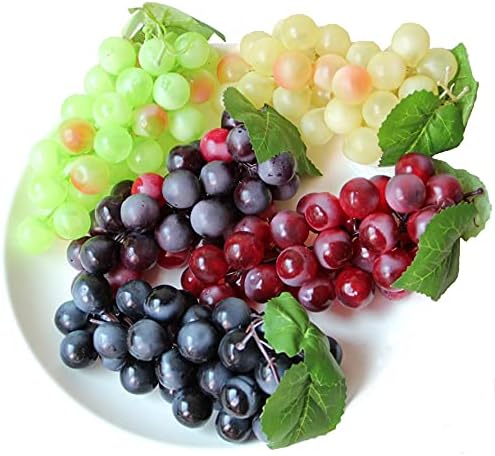 5pcs Artificial Grape Bunches, Lifelike Rubber Fake Grapes Clusters for Wedding Home Indoor Outdoors Party Table Decoration Garden Wall Decoration Fruits Hanging Ornaments Photography Props