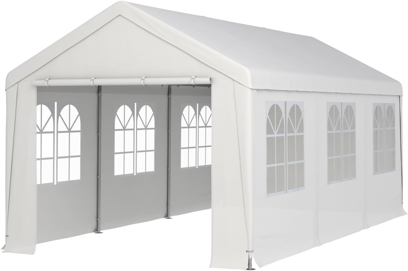 Warmiehomy 3M x 6M Gazebos with Removable Sides, Large Garden Marquee Gazebos with Mesh Windows, Outdoor Heavy Duty Pop up Gazebos for Camping, Party, Wedding, Carport, 300x600x275 cm, White