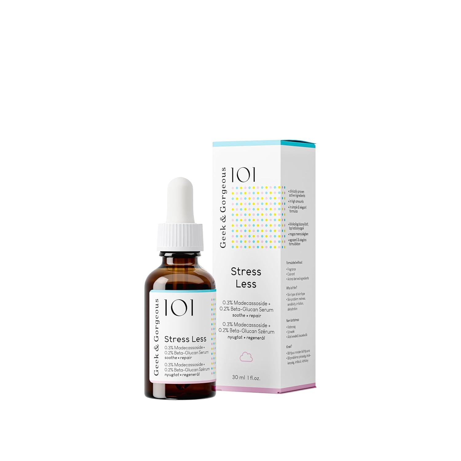 Geek & Gorgeous Stress Less Soothing Gel Serum, Beta-Glucan, 1 oz