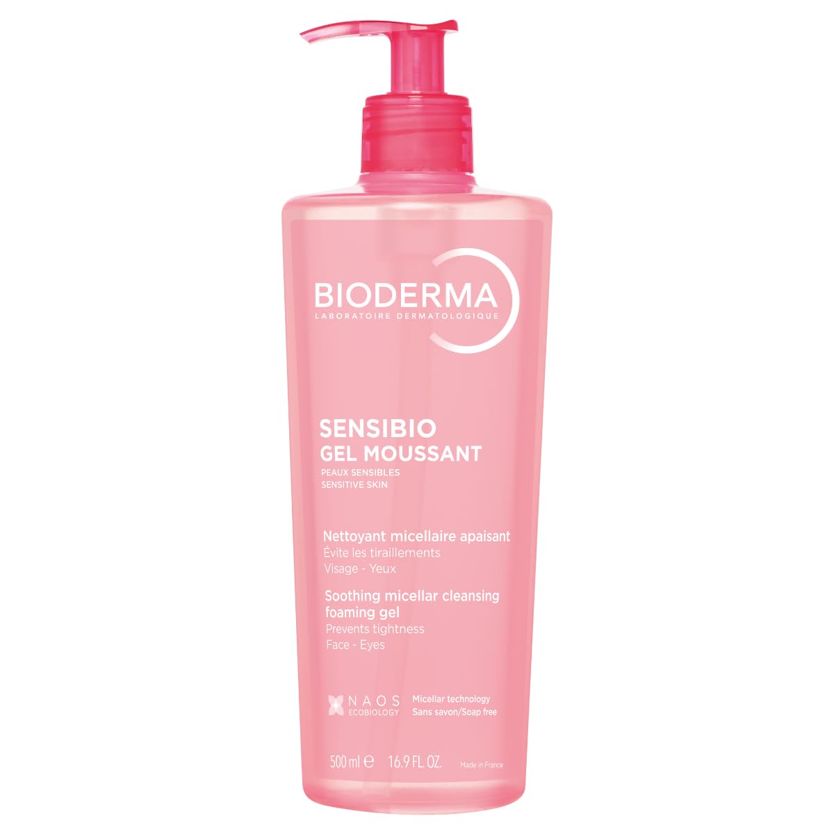 Bioderma Sensibio Foaming Gel Gentle Face Cleanser, Cleansing and Makeup Removing Refreshing Feeling for Sensitive Skin, Unscented, 16.9 Fl Oz