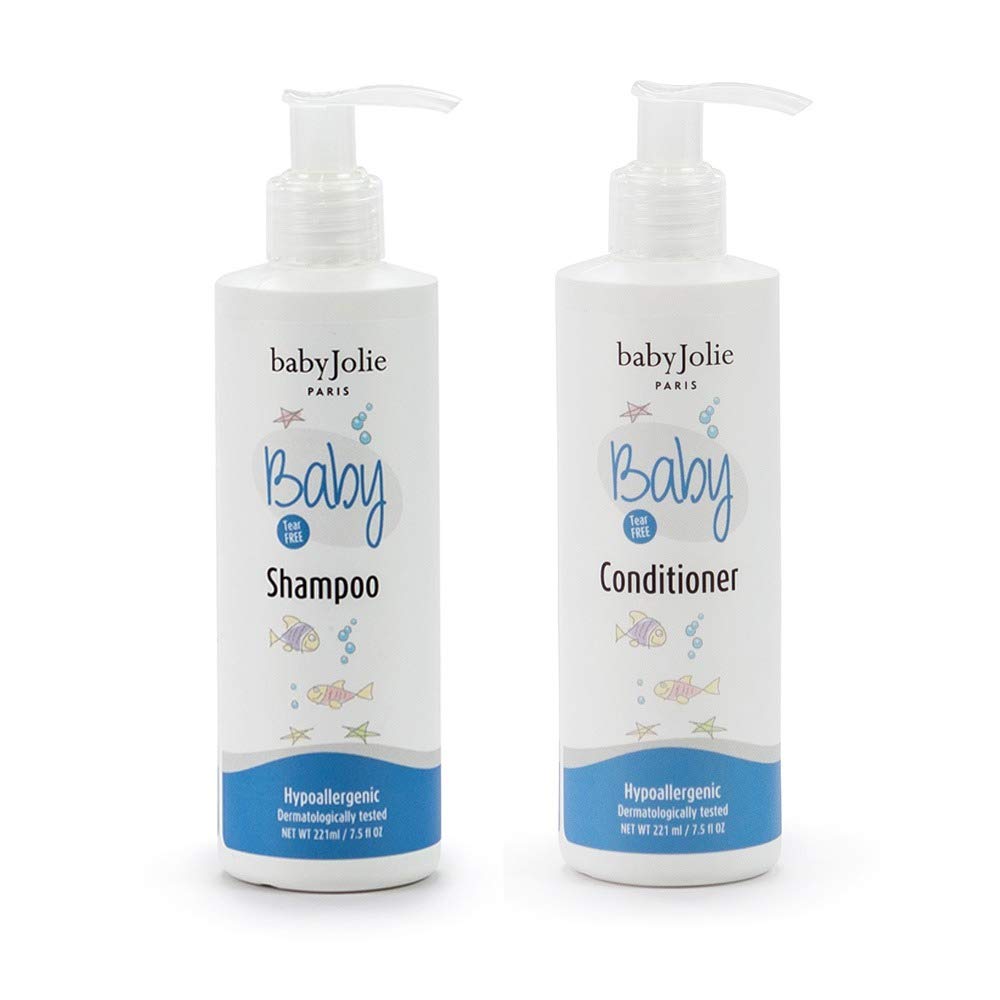 Baby Jolie Tear-Free Bath Essentials for Infants and Toddlers | Shampoo 7.5oz + Hair Conditioner 7.5oz