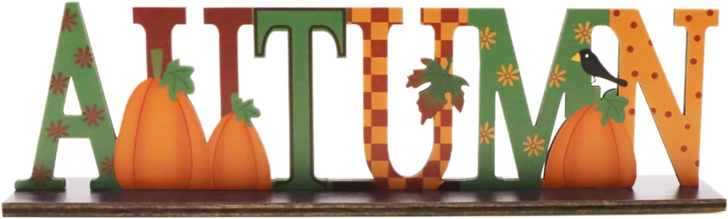 VilaGi Wooden Thanksgiving Sign,Autumn Home Decor Fall Autumn Decorations Letter Decor Wood Sign Fall Signs Thanksgiving Table Centrepieces Pumpkin Leaves Festival Harvest Party