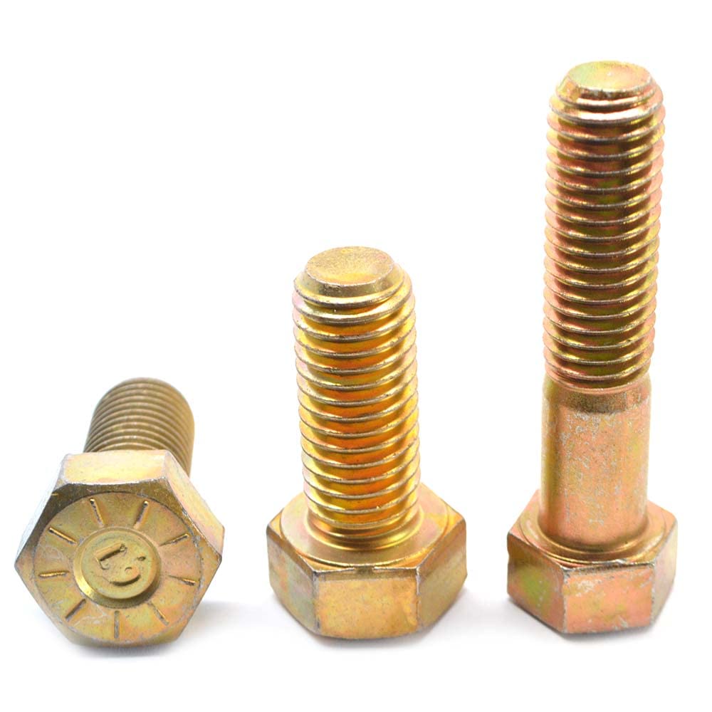 1/2"-13 x 4 1/2" (PT) Coarse Thread Grade 9 Hex Cap Screw (Bolt) L9 - USA Alloy Steel Yellow Zinc Plated Pk 25