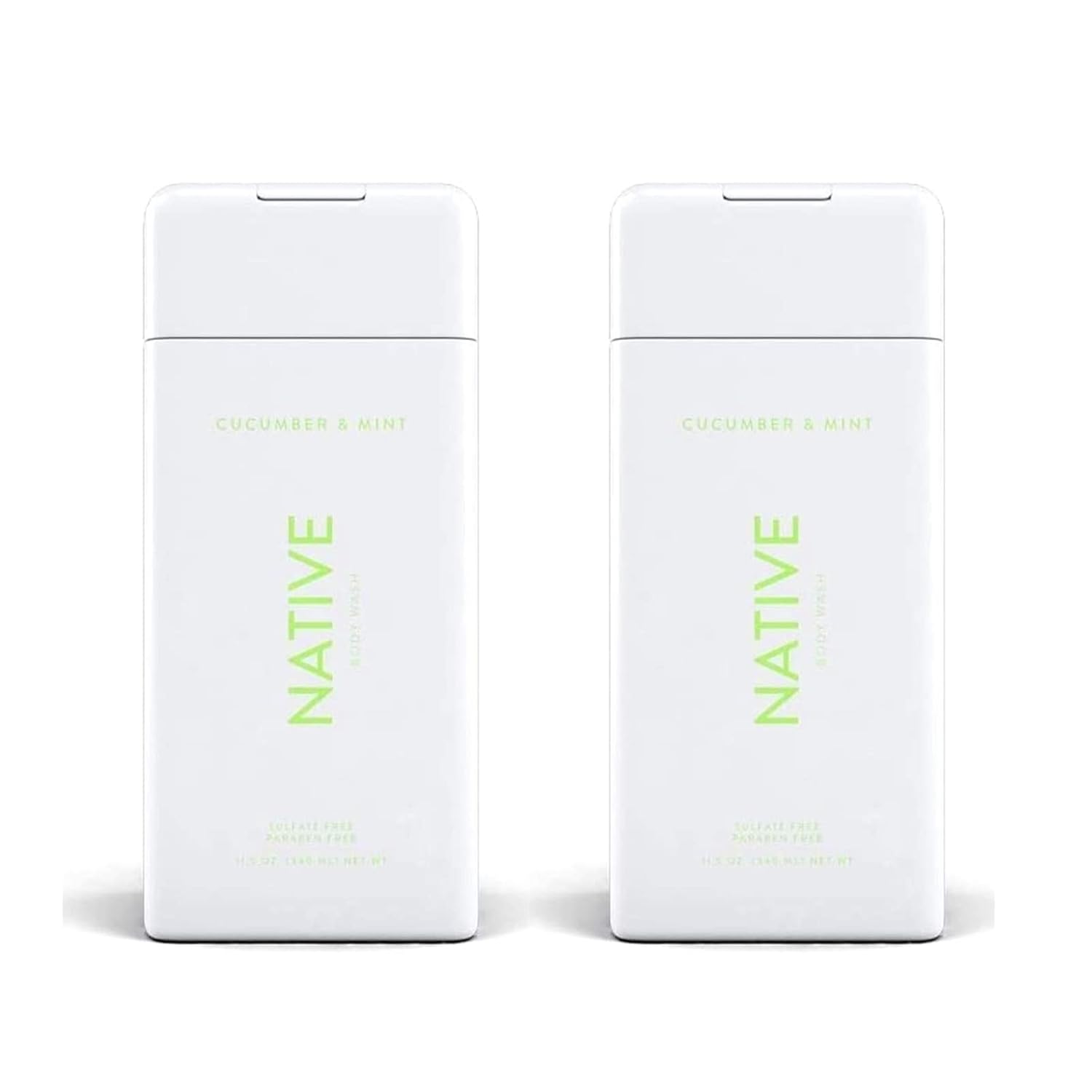 Native, Cucumber and Mint Body Wash 11.5 oz Bottles x2