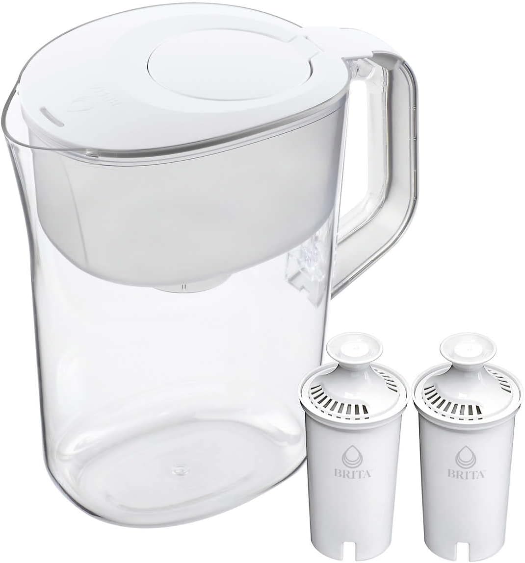 Brita Large 10 Cup Water Filter Pitcher with Smart Light Filter Reminder and 2 Standard Filtes, Made Without BPA, White (Packaging May Vary) (1512822)