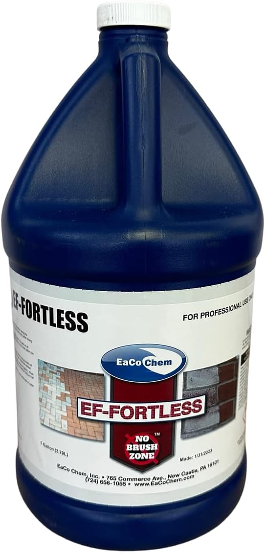 EaCo Chem EF-Fortless - Remove Powdery Efflorescence and Haze - Clean Brick, Block, and Mortar - NO Discoloration - Prevent Return of Efflorescence - 1 GALLON