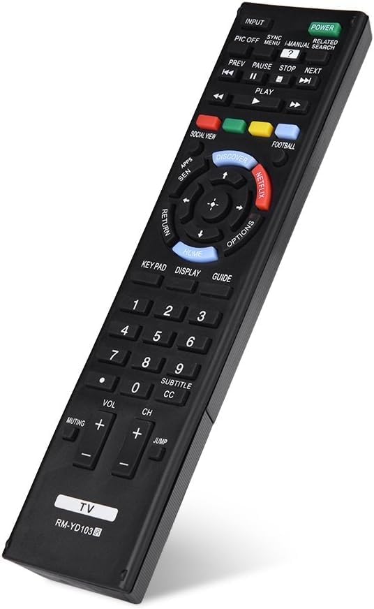 Universal Remote Control Replacement for All Sony Smart LED/LCD TVs - Compatible with RM-YD103, Sleek Black Design
