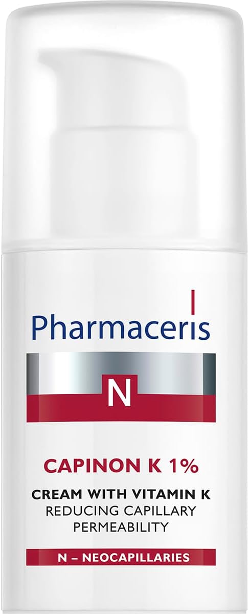 Pharmaceris N Capinon K 1%, Cream with Vitamin K, Cream for Sensitive Skin, Reduces Redness, Skin Moisturiser, Soothing Cream - 30 ml